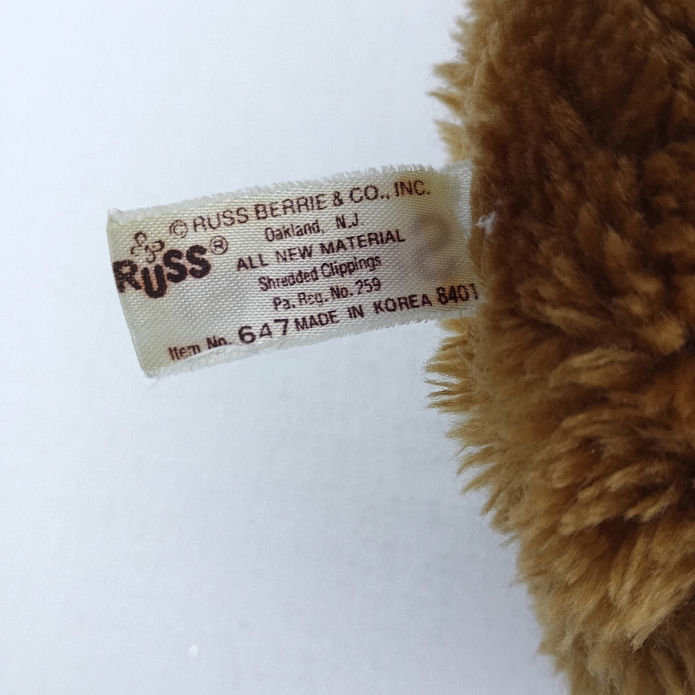 Russ Berrie Long Eared Brown Dog Plush Stuffed Animal Toy Vintage Samuel 13" - Picture 10 of 15
